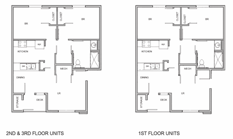 Floor plan for 2 beds, 1 bath, 775 sqft